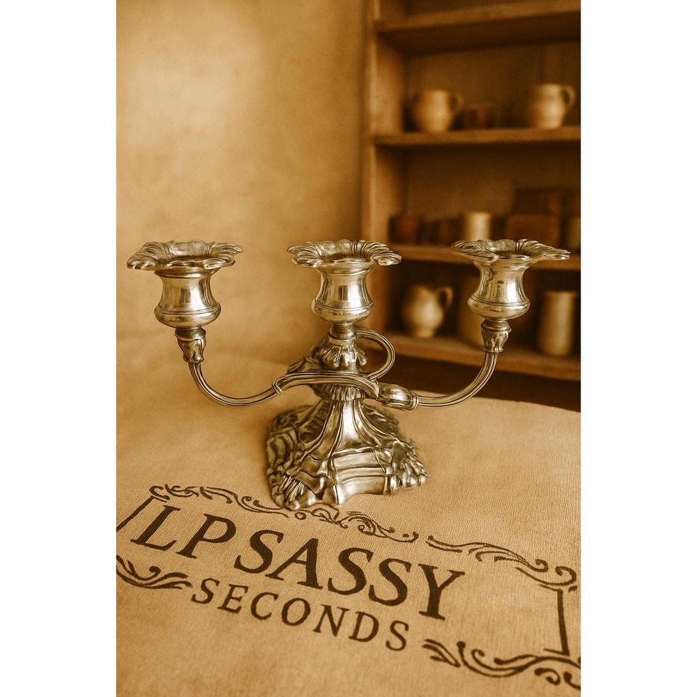 Vintage 3-Arm Twisted Candelabra Silver‎ Plate EP Lead Victorian Style Decor